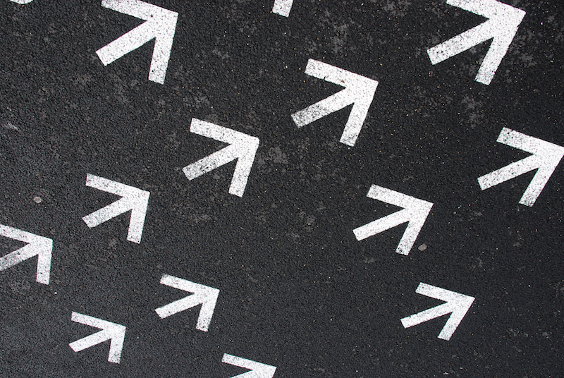 Asphalt with arrows