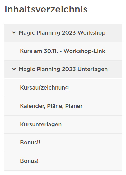 Inhalt Magic Planning 2023 Spin it